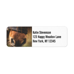Brown Horse Nose Photo Cute and Rustic Returadress Etikett