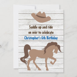 Brown Horse och Cowboy Hat Western Birthday Inbjudningar