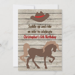 Brown Horse och Cowboy Hat Western Birthday Inbjudningar