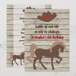 Brown Horse och Cowboy Hat Western Birthday Inbjudningar