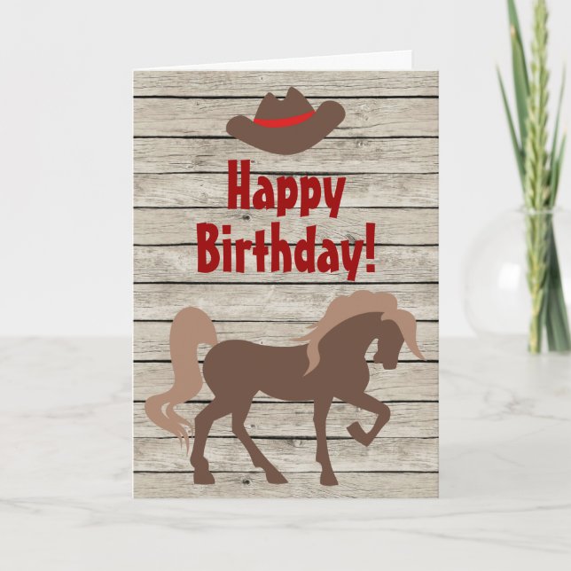Brown Horse och Cowboy Hat Western Birthday Kort (Framsida)