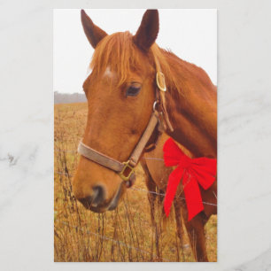 Brown horse Red Bow Brevpapper