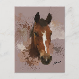 Brown Horse Watercolor Vykort