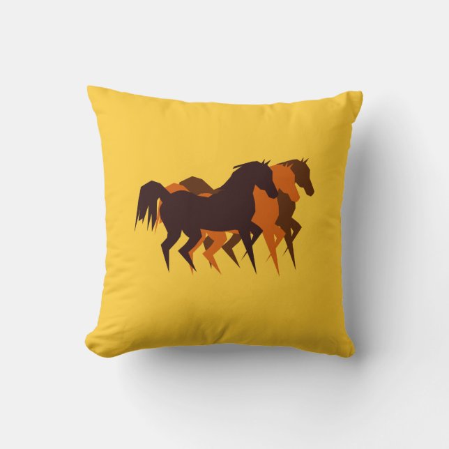 Brown Horses American MoJo Pillow Kudde (Framsida)