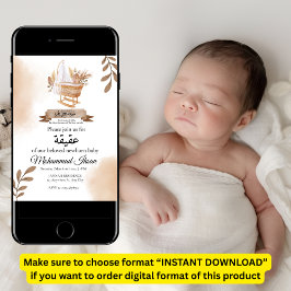 Brown Höst löv Barnvagn Pojke Aqiqah Invit Inbjudningar