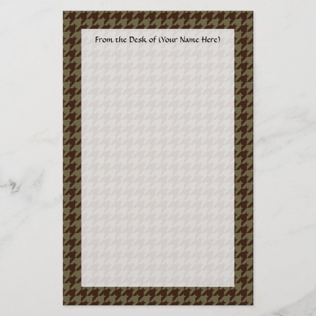 Brown Houndstooth Handsome gentlemen's Mönster Brevpapper (Framsida)