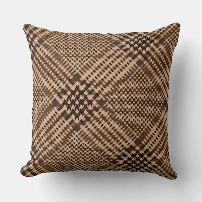 Brown Houndstooth Scottish Check Play Mönster Kudde (Framsida)