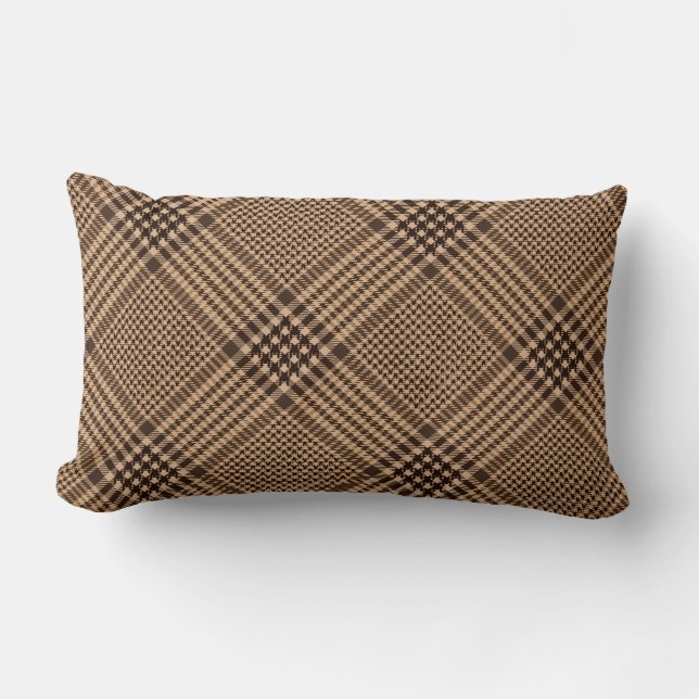 Brown Houndstooth Scottish Check Play Mönster Lumbarkudde (Framsida)