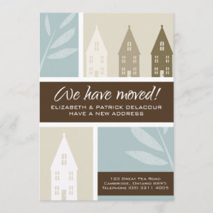 Brown Houses Silhouette Flytta Announcement Meddelande