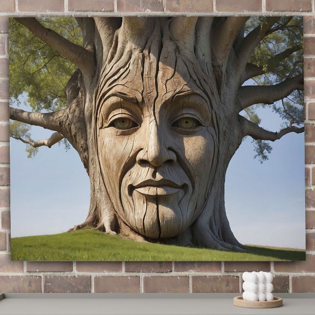 Brown Human Ansikte Träd Grenar Carved Poster (Skapare uppladdad)