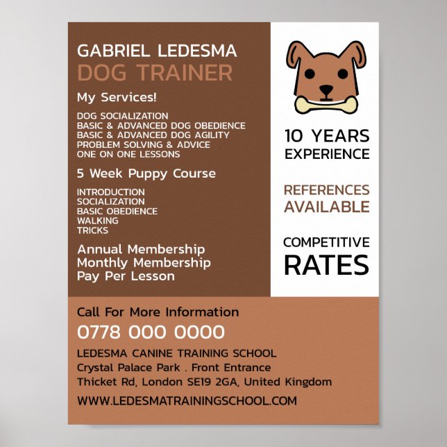 Brown Hund, Hund Trainer Advertising Poster (Framsidan)