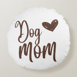 Brown Hund Mamma Round Pillow Rund Kudde