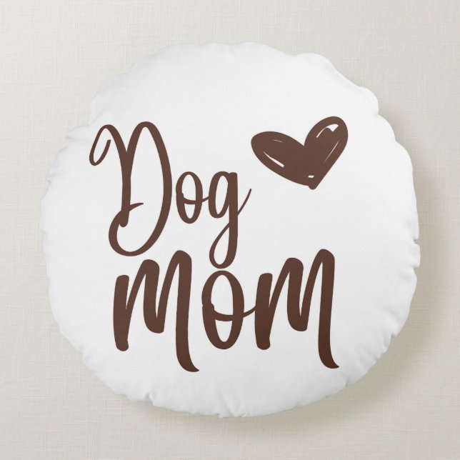 Brown Hund Mamma Round Pillow Rund Kudde (Framsidan)