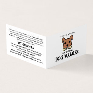Brown Hund med Bone, Dog Walker Detailed Visitkort