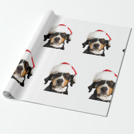 BROWN HUND MED Santa HAT CHRISTMAS GIFT WRAP Presentpapper