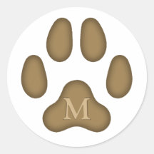 Brown Hund Paw Print Personlig Pet Monogram