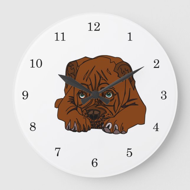 Brown Hund Stor Klocka (Framsida)