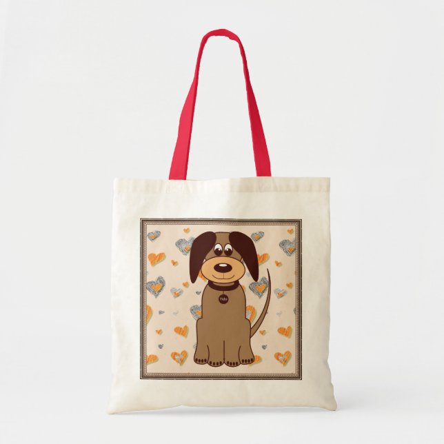 Brown Hund Tote Bag Tygkasse (Framsidan)