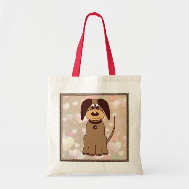 Brown Hund Tote Bag Tygkasse (Framsidan)