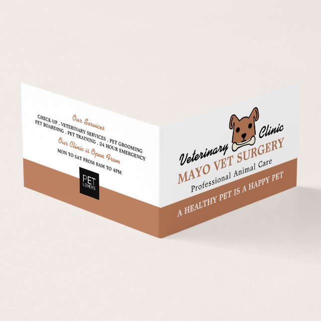 Brown Hund, veterinär, veterinärinformation Visitkort (Utsida)