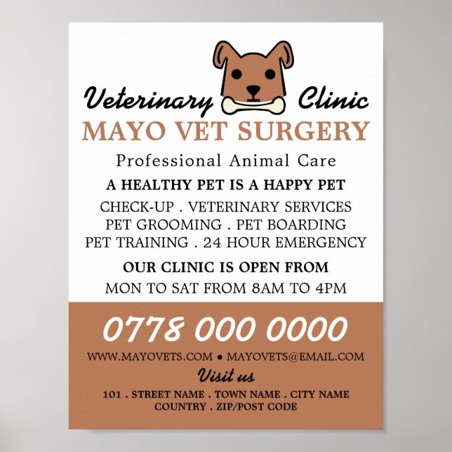 Brown Hund, veterinär, veterinärtjänst Poster (Framsidan)