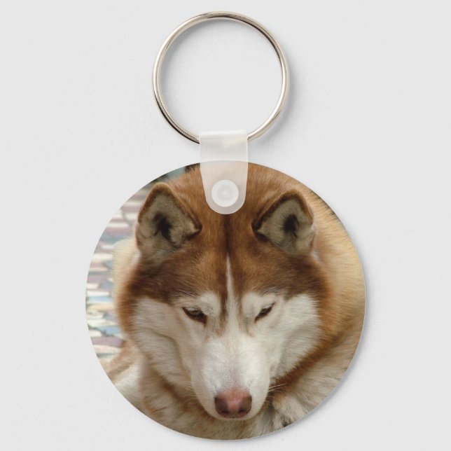 Brown Husky Keychain Nyckelring (Framsida)