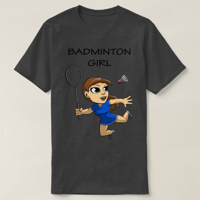 Brown Hved Badminton Girl Own Court T T Shirt (Design framsida)