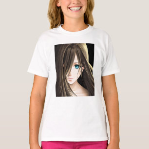 Brown Hved Blue Eyed Anime Girl T Shirt
