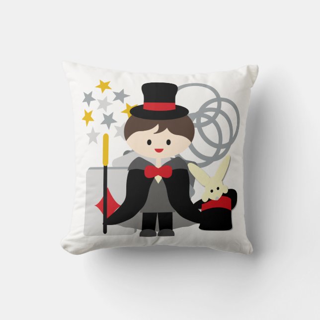 Brown Hved Boy Magician Pillow Kudde (Framsida)