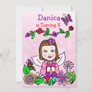 Brown Hved Fairy Birthday Inbjudningar