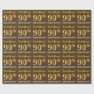 Brown, Imitation Guld ser "90:e BIRTHDAY" Presentpapper