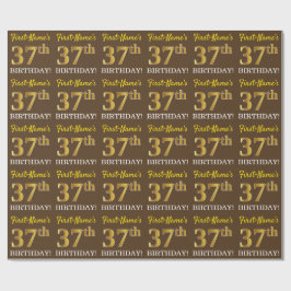 Brown, Imitation Guld titta "37:e BIRTHDAY" Presentpapper