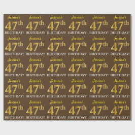 Brown, Imitation Guld titta "47:e BIRTHDAY" Presentpapper