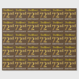 Brown, Imitation Guld titta "72:a BIRTHDAY" Presentpapper