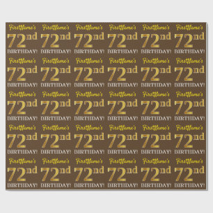 Brown, Imitation Guld titta "72:a BIRTHDAY" Presentpapper