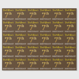 Brown, Imitation Guld titta "7:e BIRTHDAY" Presentpapper