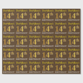 Brown, Imitation Guld tittar "14:e BIRTHDAY" Presentpapper