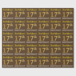 Brown, Imitation Guld tittar "17:e BIRTHDAY" Presentpapper