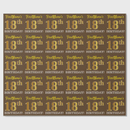 Brown, Imitation Guld tittar "18:e BIRTHDAY" Presentpapper