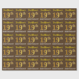 Brown, Imitation Guld tittar "19:e BIRTHDAY" Presentpapper