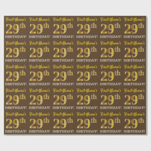 Brown, Imitation Guld tittar "29:e BIRTHDAY" Presentpapper