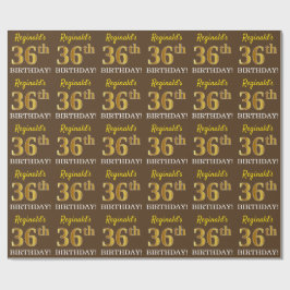 Brown, Imitation Guld tittar "36:e BIRTHDAY" Presentpapper