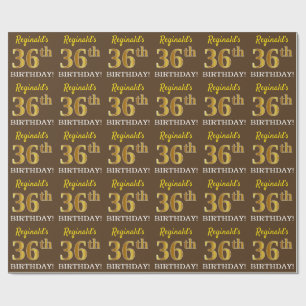 Brown, Imitation Guld tittar "36:e BIRTHDAY" Presentpapper