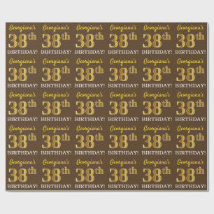 Brown, Imitation Guld tittar "38:e BIRTHDAY" Presentpapper