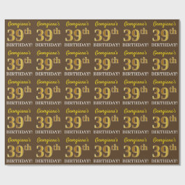Brown, Imitation Guld tittar "39:e BIRTHDAY" Presentpapper