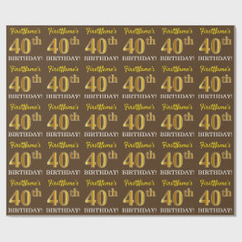Brown, Imitation Guld tittar "40:e BIRTHDAY" Presentpapper