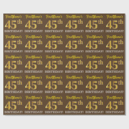 Brown, Imitation Guld tittar "45:e BIRTHDAY" Presentpapper