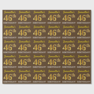 Brown, Imitation Guld tittar "46:e BIRTHDAY" Presentpapper