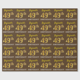 Brown, Imitation Guld tittar "49:e BIRTHDAY" Presentpapper