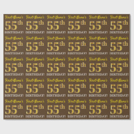 Brown, Imitation Guld tittar "55:e BIRTHDAY" Presentpapper